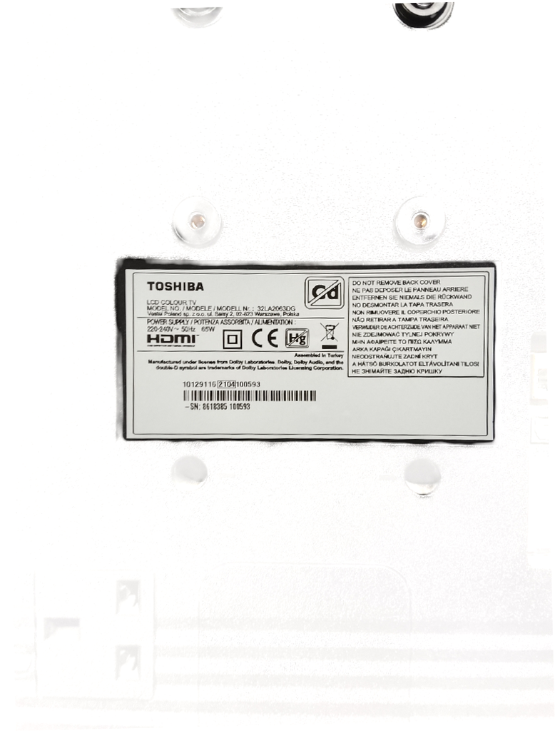 Toshiba 32LA2063DG TVs 32.0 HDMI 1366x768 Black Plastic - Image 1