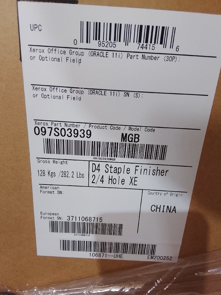 Xerox D4 Staple Finisher 2/4 Hole XE Other Printer Parts NEW