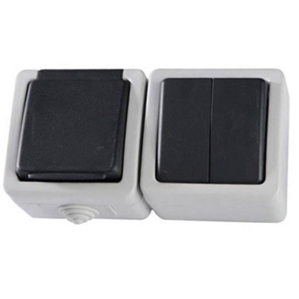 Socket Switch China New Surface  Mounte 2 Gang Switch &1 Schuko Socket