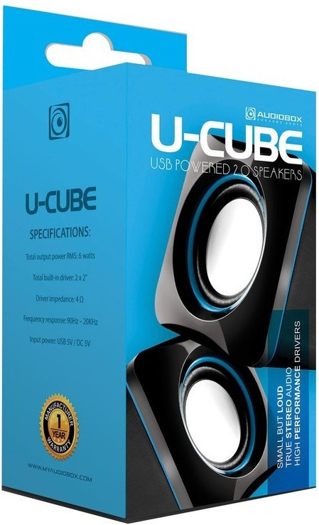 Speaker Audiobox U-Cube PC Speakers 2.0  6W Blue New Jack 3.5mm Mini Usb 6 Watts