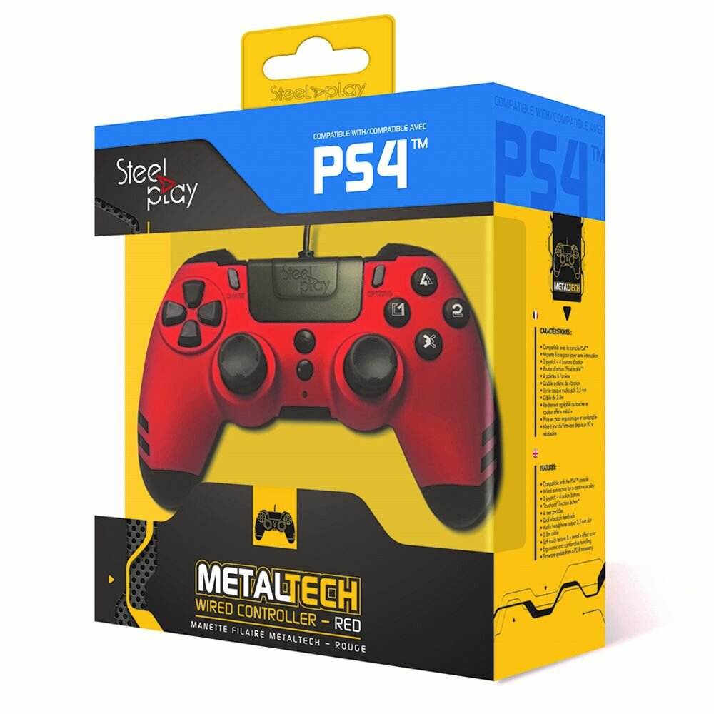 Game Controller Metaltech STEELPLAY WIRED CONTROLLER FOR PS4 AND PC RED Open Box Usb