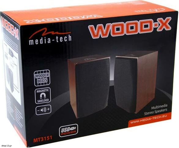 Speaker Media-Tech WOOD-X Computer Speakers 2.0 10W New Jack 3.5mm Mini 10 Watts