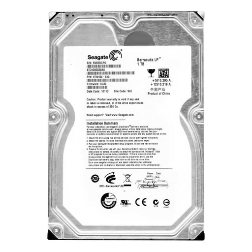 Spare Part Seagate 1TB HDD Sata ST31000520AS Used A